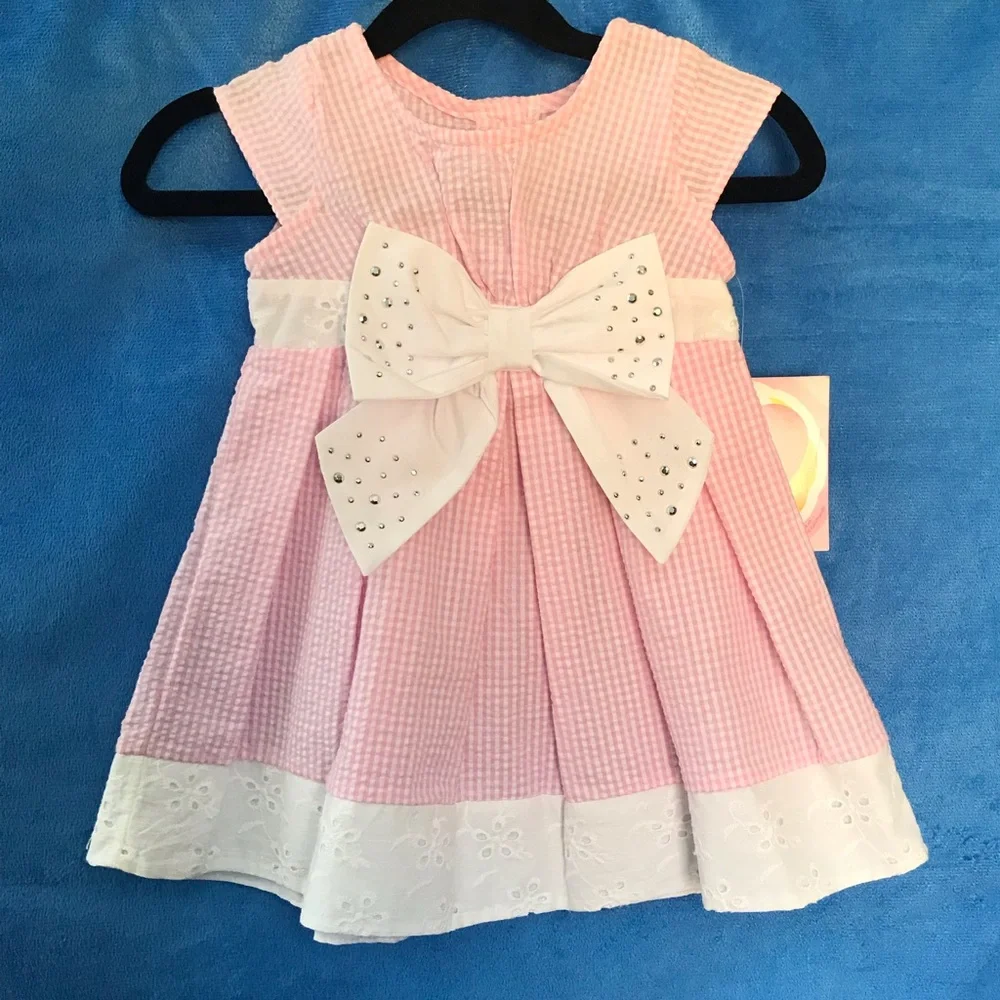 Youngland Toddler Girls Seersucker Bow Dress Size 2T